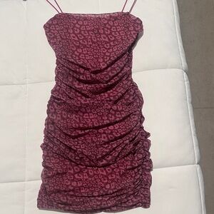 Oh Polly Pink Leopard Mini Dress